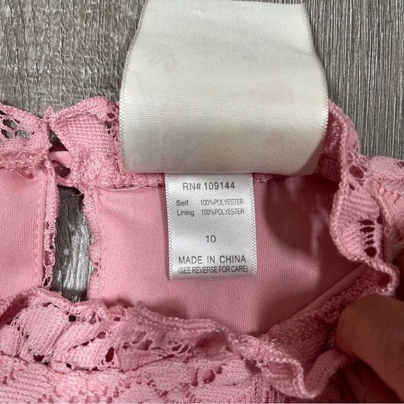 Jenna & Jessie Girls Pink Lace Dress with Belt size 10 - Picture 4 of 5